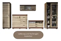 KOMBO Wohnwand 5-teilig - Schrankwand, TV-Element, Kombi-Vitrine - Trüffel Eiche