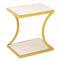 SVJ Beistelltisch Eyla - 30x40x45 cm - Metall - Weiß/Gold