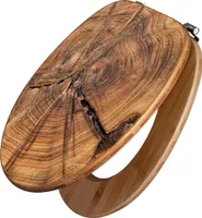 banjado Design WC Sitz Bambus 44x38x5cm - Jahresringe - Toilettendeckel/Toilettensitz Bambus - hochwertiger Bambus Klodeckel/WC-Sitz mit Universal Scharnieren für alle gängigen Toiletten [TDB 11997]