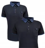 Herren Polohemd Sport Kragen Baumwolle Polohemd mit vier Knöpfen unter dem Hals Kurzarm Modell marineblau 3XL