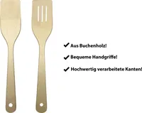 PINI Pfannenwender Set 30 cm Buche Holzschaber Pfannenheber Bratenwender
