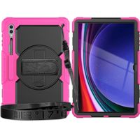 Mobigear SureGrip Xtreme -  Samsung Galaxy Tab S9 Ultra Stoßfeste Hardcase Hülle + Schulterträger + Ständer - Schwarz / Pink