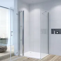 AQUALAVOS Duschkabine 140x75cm Drehfalttür mit Festteil Duschablage 6 mm Klarglas mit Nano