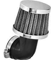 Luftfilter Sportluftfilter, Tuning 35mm, 90° Biegung, Stahlgewebe, Chromdeckel für Motorrad, Roller