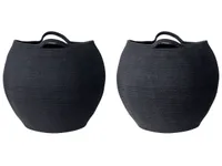 Set aus 2 Aufbewahrungskörben Schwarz Baumwolle 20 x 30 cm Handgeflochtene Behälter