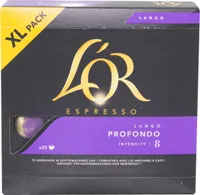 Douwe Egberts L'OR Espresso Profondo XL, kávové kapsle, kompatibilní s Nespresso, mletá pražená káva, 20 kávových kapslí