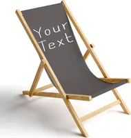 Holz Liegestuhl Klappbar Klappliegestuhl Sonnenliege Strandstuhl Wechselbezug Motiv Your Text Grau [119]