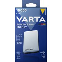 Varta Energy 10000, čierna, biela, univerzálna, lítiový polymér (LiPo), 10000 mAh, USB, 3,7 V