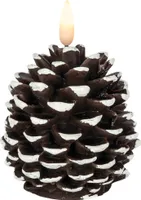 LED sviečka z pravého vosku, FLAMME CONE borovicová šiška hnedá/biela