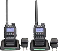 Retevis RT87 Walkie Talkie Vodotěsná IP67, 128 kanálů, dvoupásmová, FM rádio, DTMF alarm s LCD displejem, profesionální vysílačka (černá, 2 balení)