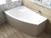 BADLAND Eckbadewanne Badewanne Frida LINKS 160x105 mit Ablaufgarnitur, Füßen und Styroporverkleidung GRATIS