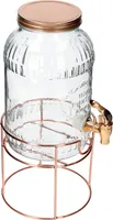 3,8L Getränkespender aus Glas mit Zapfhahn und Ständer Wasserspender Saftspender Limonadenspender Gartenparty