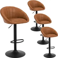 WOLTU Barhocker, höhenverstellbar drehbar, mit Rückenlehne, Kunstleder Metall, Braun