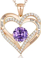 925 Sterling Silber Rosegold Forever Love Kette Damen Schmuck Geburtstags Geschenk für Sie Freundin Valentinstag Muttertags violettes Juwel