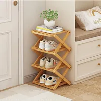 Schuhregal, Faltbares Schuhregal Aus Bambus, Freistehendes Regal, Geeignet Für Eingangsbereich, Kleiderschrank, Schlafzimmer, Flur (Vier Schichten)