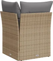 vidaXL Garten-Ecksofa mit Kissen Beige Poly Rattan