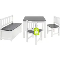 BOMI® Sitzgruppe für Kinder Tisch und Stühle | Babysitzgruppe aus Kiefer Massiv Holz für Kleinkinder, Mädchen und Jungen Anthrazit