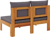 vidaXL Gartensofa ohne Armlehnen mit Kissen 2-Sitzer Massivholz Akazie