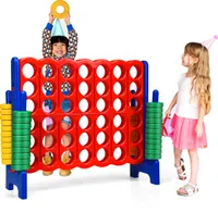 COSTWAY Vier-Gewinnt Spiel, 4 Gewinnt Spielbrettsaetze, Vier in Einer Reihe Spiel mit 42 Jumbo-Ringen und Schieberegler zum schnellen Neustart fuer Kinder und Erwachsene