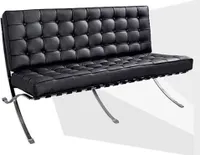 360Home Vintage Sessel Sofa aus echtleder Matt-schwarz 1.5m