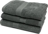 3er Set Duschtücher, 100% Baumwolle, 70x140 cm, grau