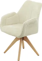 Armlehnstuhl Drehstuhl beige Webstoff - CHANTAL - Die Möbelfundgrube