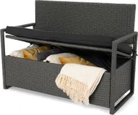 di volio Gartenbank mit Stauraum Verbana - grau, für 2 Personen, wetterfest & wasserdicht, ideal für Balkon, Terrasse und Garten