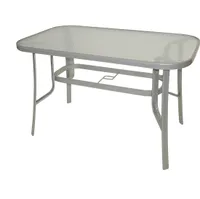 Gartentisch Tisch mit Glasplatte und Stahlgestell 120x70 cm