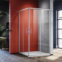 SONNI Eckdusche Duschkabinen Eckeinstieg Doppel Schiebetüren Dusche BxT: 100x90 cm, ESG Glas Schnellfreigabefunktion Spritzwasserschutz, Höhe 185cm