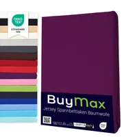 Spannbettlaken JerseySpannbetttuch 100% Baumwolle Größe 200x200 cm Farbe Aubergine