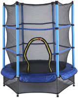 Trampolin Kindertrampolin Gartentrampolin mit Sicherheitsnetz Leiter 50KG Fitness für Kinder Indoor Jumping im Freien (Blau)