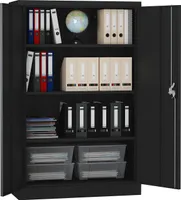 MIDORI® Aktenschrank Büroschrank Metallschrank Flügeltürenschrank Lagerschrank 3 Böden Schwarz