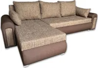 Relaksująca sofa narożna z funkcją spania i podstawą łóżka w kolorze brązowym berlin 04 + sawana 16