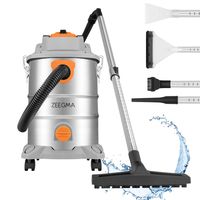 ZEEGMA Zonder Pro Multi Industriesauger, 1600W für Asche, 25 l Behälter, Filter im Set - silber