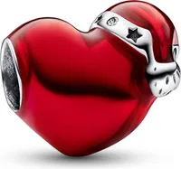 Pandora 792336C01 Charm Damen Rotes Metallic-Weihnachtsherz Sterling-Silber