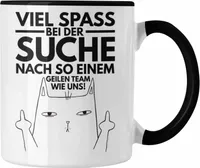 Trendation - Jobwechsel Tasse Geschenk Neuer Job Abschied Abschiedsgeschenk Kollege Kollegin (Schwarz)