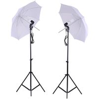 Foto-Studio-Beleuchtung Kit Set 2 Stueck 2 Meter 6.6ft Light Stand + 2Pcs 33-Zoll-weisse Soft Light Umbrella + 2Pcs 45W-Gluehlampe + 2Pcs Schwenker-Licht-Sockel