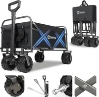 Sekey 200 kg Schwerlast Bollerwagen Faltbar, mit 17x10 cm PolyurethanReifen – Ideal für den Strand, Schwarz