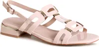 topschuhe24 2996 Damen Lack Sandalen Riemchen Sandaletten , Farbe:Beige, Größe:40 EU