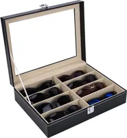 MODFU Brillenbox Brillenkoffer Brillenorganizer für 8 Brillen Aufbewahrung, Schwarz