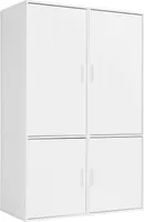 mokebo Kleiderschrank groß in Weiß 4-türig & Fächer 'Der Grenzenlose' modularer & kombinierbarer Schlafzimmerschrank, Garderobenschrank, Flurschrank, Drehtürenschrank o. Schrank in 120x187x58 (BxHxT)