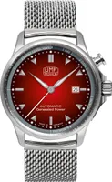 UMF Ruhla Autokinetic Herrenuhr - rotes Ziffernblatt mit Farbverlauf - Milanaiseband 1062M-5