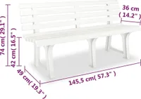 vidaXL Zahradní lavička 145,5 cm plastová bílá