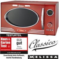 Melissa 16330088 CLASSICO Retro Red Metallic 25 Liter Mikrowelle mit Grill