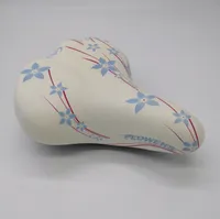 Selle Montegrappa Sattel HAPPY FLOWERS Weiß-Hellblau Fahrrad Damen Retro Hollandrad Blumen Motiv