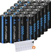 Nabíjecí baterie AA, kapacita 3000 mAh, technologie nízkého samovybíjení, 24 baterií AA