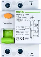Matis FI Fehlstrom Schutzschalter Typ B Allstromintensiv 2 Pol 25A 30mA