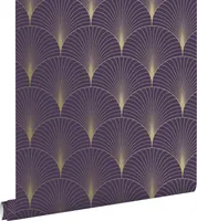 ESTAhome Tapeta art déco motiv tmavě fialováZlatá - 139577 - 0,53 x 10,05 m