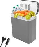 TZS First Austria elektrische Kühlbox 24L, 12V/230V, mobiler Minikühlschrank, 12-V-Stecker fürs Auto, Kühl- und Warmhaltefunktion, Camping, Grau