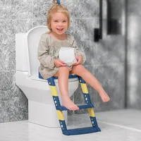 Jayseuw Toilettentrainer Lerntöpfchen mit Treppe Justierbarer für Kinder Töpfchen Toilettensitz Rutschfest Töpfchentrainer Dunkelblau